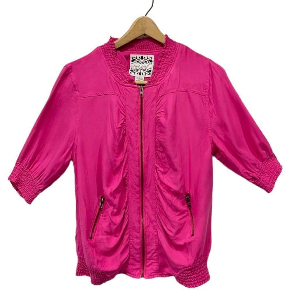 Vintage Y2K Wet Seal Short Sleeve Bomber Jacket Women’s Sz XL‎